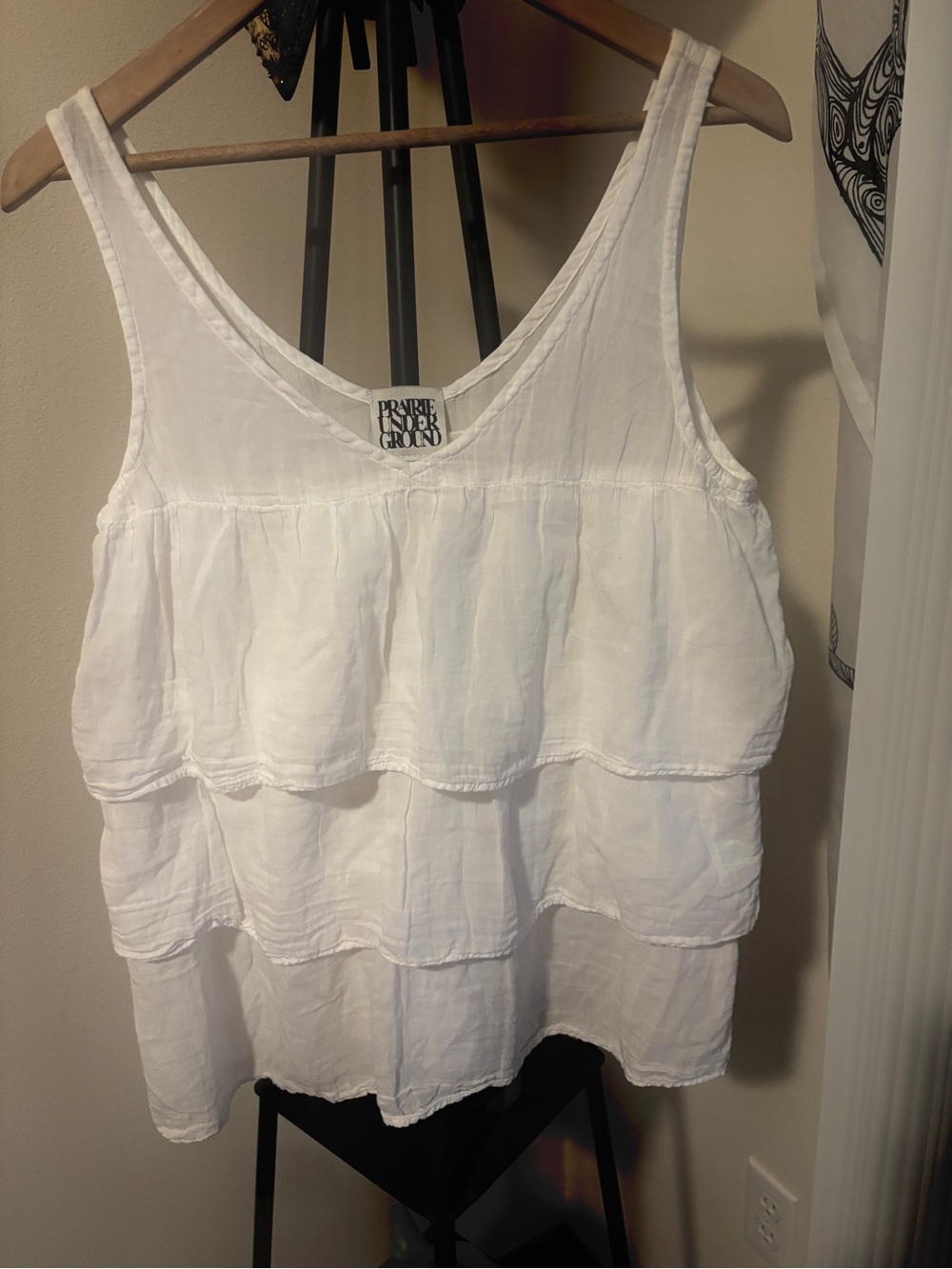 White Ruffle Sleeveless Blouse. Seattle-based ‘Prairie Underground’ label